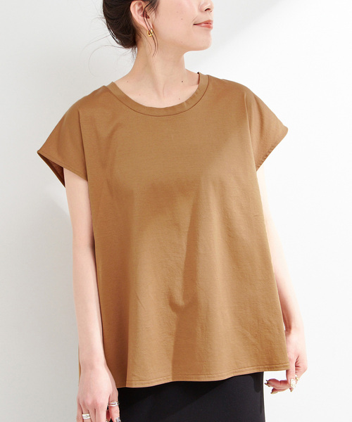 B.C STOCK（ベーセーストック）の「ウォッシャブル / UVカット / サイドギャザーフレンチプルオーバー（Tシャツ/カットソー・レディース・ネイビー/ホワイト/キャメル/ブラック・FREE）」の4枚目の写真