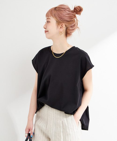 セレクト カットソー 汗じみ防止】【ウォッシャブル】ゼブラネックプリントプル