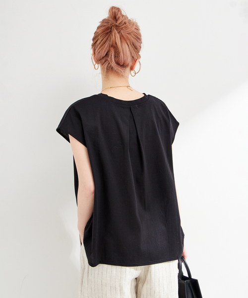 B.C STOCK（ベーセーストック）の「ウォッシャブル / UVカット / サイドギャザーフレンチプルオーバー（Tシャツ/カットソー・レディース・ネイビー/ホワイト/キャメル/ブラック・FREE）」の11枚目の写真