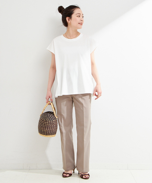 B.C STOCK（ベーセーストック）の「ウォッシャブル / UVカット / サイドギャザーフレンチプルオーバー（Tシャツ/カットソー・レディース・ネイビー/ホワイト/キャメル/ブラック・FREE）」の12枚目の写真