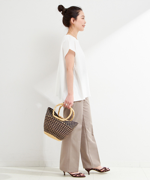 B.C STOCK（ベーセーストック）の「ウォッシャブル / UVカット / サイドギャザーフレンチプルオーバー（Tシャツ/カットソー・レディース・ネイビー/ホワイト/キャメル/ブラック・FREE）」の13枚目の写真