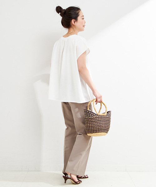 B.C STOCK（ベーセーストック）の「ウォッシャブル / UVカット / サイドギャザーフレンチプルオーバー（Tシャツ/カットソー・レディース・ネイビー/ホワイト/キャメル/ブラック・FREE）」の14枚目の写真