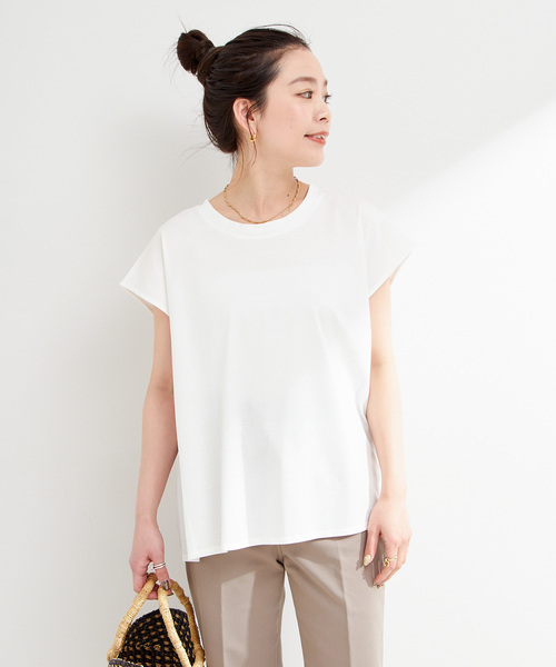 B.C STOCK（ベーセーストック）の「ウォッシャブル / UVカット / サイドギャザーフレンチプルオーバー（Tシャツ/カットソー・レディース・ネイビー/ホワイト/キャメル/ブラック・FREE）」の16枚目の写真