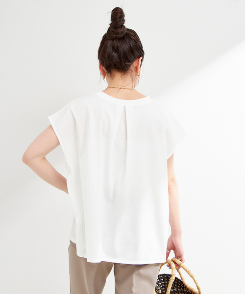 B.C STOCK（ベーセーストック）の「ウォッシャブル / UVカット / サイドギャザーフレンチプルオーバー（Tシャツ/カットソー・レディース・ネイビー/ホワイト/キャメル/ブラック・FREE）」の18枚目の写真