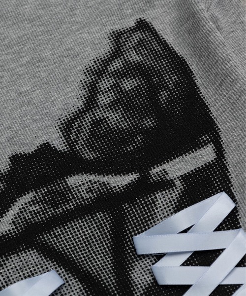HOOK(フック)の「【HOOK】for girls コルセット風レースアップトップス(Tシャツ/カットソー・レディース・ホワイト/グレー・MEDIUM/LARGE)」の4枚目の写真