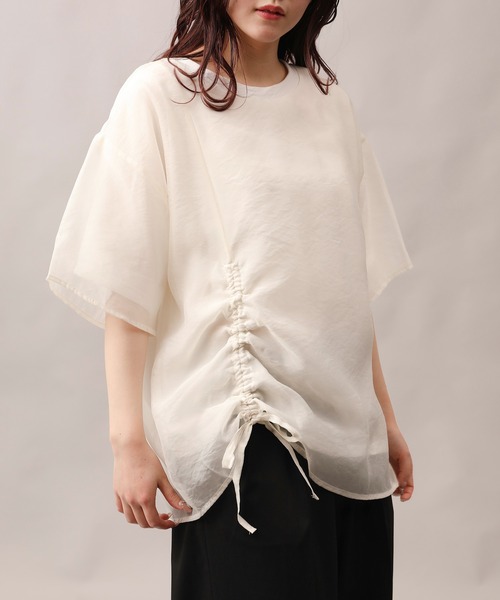 aimoha（アイモハ）の「前絞りアシンメトリートップス (SS)（Tシャツ/カットソー・レディース・グレー/ブラック/オフホワイト/チョコ・FREE）」の20枚目の写真