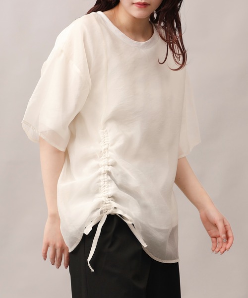 aimoha（アイモハ）の「前絞りアシンメトリートップス (SS)（Tシャツ/カットソー・レディース・グレー/ブラック/オフホワイト/チョコ・FREE）」の19枚目の写真
