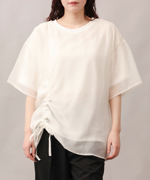 aimoha（アイモハ）の「前絞りアシンメトリートップス (SS)（Tシャツ/カットソー・レディース・グレー/ブラック/オフホワイト/チョコ・FREE）」の18枚目の写真