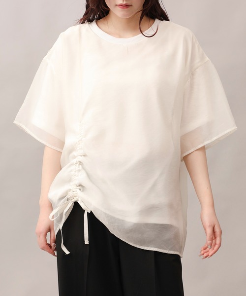 aimoha（アイモハ）の「前絞りアシンメトリートップス (SS)（Tシャツ/カットソー・レディース・グレー/ブラック/オフホワイト/チョコ・FREE）」の17枚目の写真