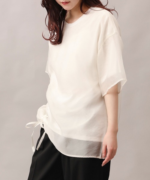 aimoha（アイモハ）の「前絞りアシンメトリートップス (SS)（Tシャツ/カットソー・レディース・グレー/ブラック/オフホワイト/チョコ・FREE）」の16枚目の写真