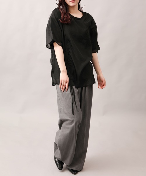 aimoha（アイモハ）の「前絞りアシンメトリートップス (SS)（Tシャツ/カットソー・レディース・グレー/ブラック/オフホワイト/チョコ・FREE）」の11枚目の写真