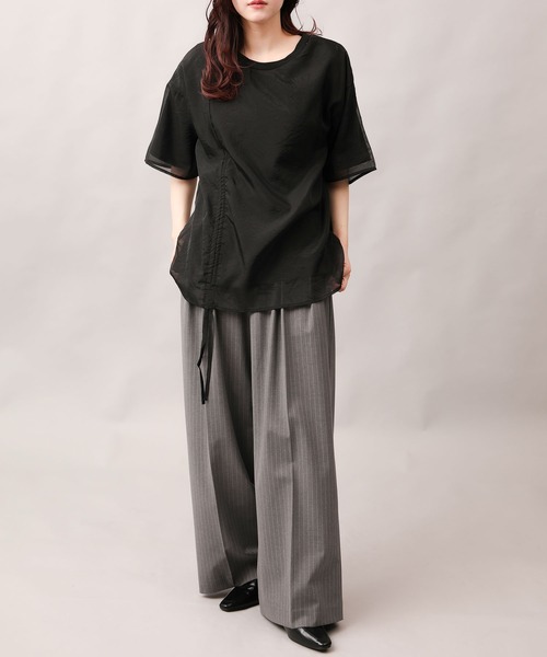 aimoha（アイモハ）の「前絞りアシンメトリートップス (SS)（Tシャツ/カットソー・レディース・グレー/ブラック/オフホワイト/チョコ・FREE）」の10枚目の写真