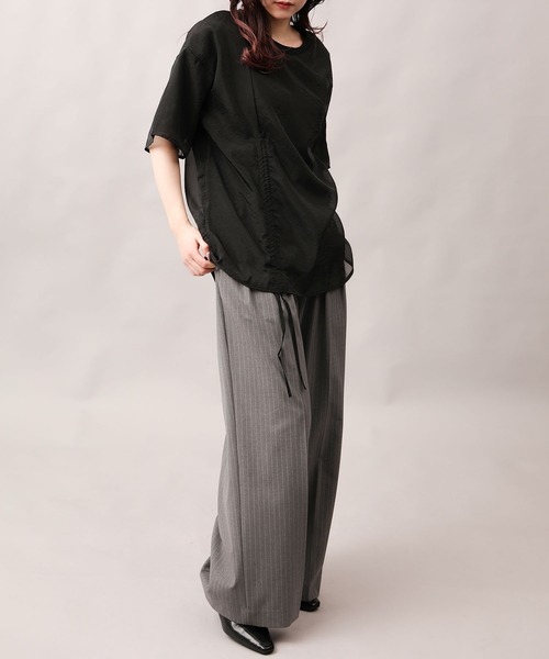 aimoha（アイモハ）の「前絞りアシンメトリートップス (SS)（Tシャツ/カットソー・レディース・グレー/ブラック/オフホワイト/チョコ・FREE）」の14枚目の写真