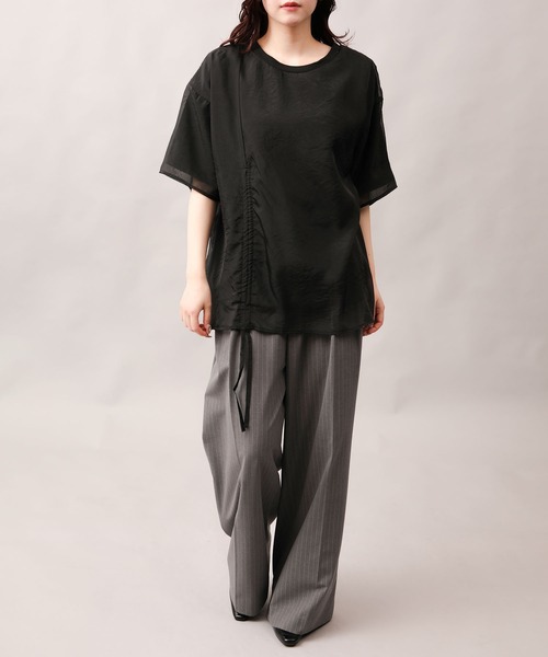 aimoha（アイモハ）の「前絞りアシンメトリートップス (SS)（Tシャツ/カットソー・レディース・グレー/ブラック/オフホワイト/チョコ・FREE）」の15枚目の写真