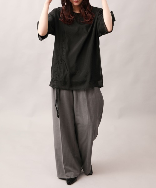 aimoha（アイモハ）の「前絞りアシンメトリートップス (SS)（Tシャツ/カットソー・レディース・グレー/ブラック/オフホワイト/チョコ・FREE）」の12枚目の写真