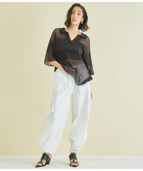 Settimissimo（セッティミッシモ）の「スクエアメッシュ ポロカラー ハーフスリーブ プルオーバー（Tシャツ/カットソー・レディース・アイボリー/ブラック・FREE）」の16枚目の写真