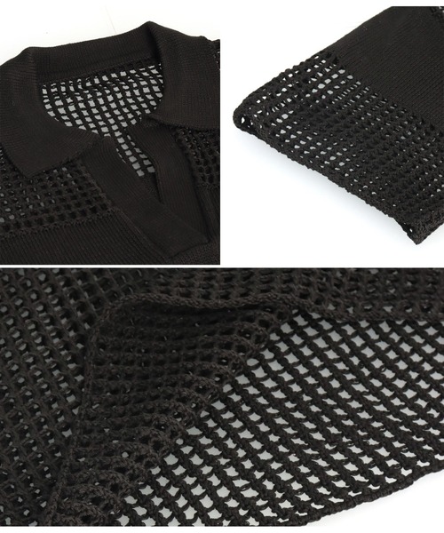 Settimissimo（セッティミッシモ）の「スクエアメッシュ ポロカラー ハーフスリーブ プルオーバー（Tシャツ/カットソー・レディース・アイボリー/ブラック・FREE）」の22枚目の写真