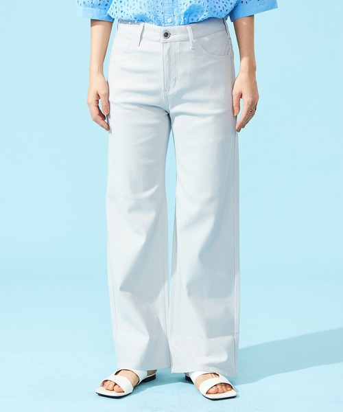 EDWIN（エドウィン）の「EDWIN LADIES ジャージーズ COOL ワイドデニムパンツ【涼】【2025年モデル】（デニムパンツ・レディース・オリーブ/アイボリー/ダークインディゴブルー/ライトインディゴブルー・X-LARGE/SMALL/MEDIUM/LARGE/X-SMALL）」の2枚目の写真