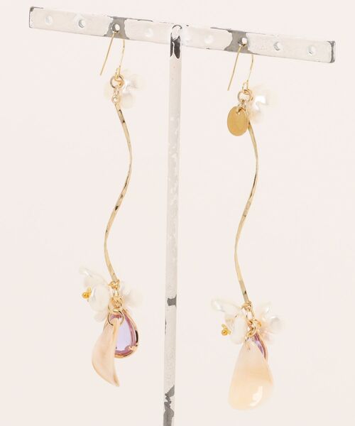 tone（トーン）の「【Agaro】No.453　サージカルステンレス　フラワー　花　フェミニン(MA)（ピアス（両耳用）・レディース・クリア/パープル・FREE）」の5枚目の写真