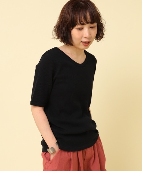RNA-N(アールエヌエーエヌ)の「M2439 ヴィンテージスラブリブT(Tシャツ/カットソー・レディース・ブラウン/キナリ/ブラック/グレー・FREE)」の18枚目の写真