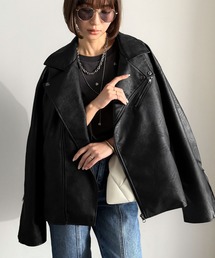 Java(ジャバ)の《JaVaジャバコラボ》甘さ控えめ、無敵の女っぽさ。フェイクレザーダブルライダースジャケット(ライダースジャケット)