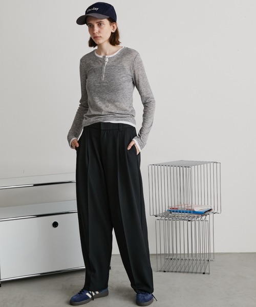 Auntie Rosa Holiday(アンティローザホリデー)の「シアーフライス配色ヘンリープルオーバー(Tシャツ/カットソー・レディース・ブラウン/ブラック/グレー・FREE)」の15枚目の写真