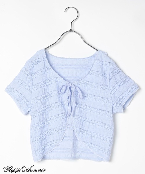 repipi armario（レピピ アルマリオ）の「【girly line】レースフリルカットカーディガン（カーディガン/ボレロ・キッズ・ブラック/サックスブルー/ホワイト・MEDIUM/LARGE/SMALL）」の3枚目の写真