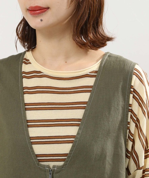 リネンコットンVネックサロペット JOURNAL STANDARD relume（ジャーナルスタンダード レリューム