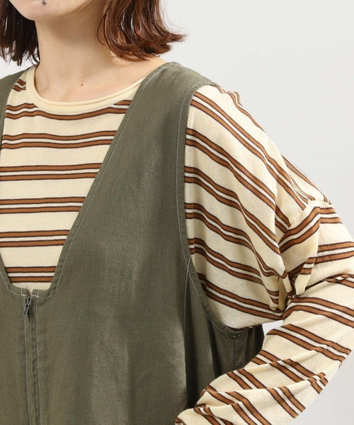 完売品！新品未使用38・リネンコットンVネックサロペット She's Closet サロペット オーバーオール リネンコットン深V