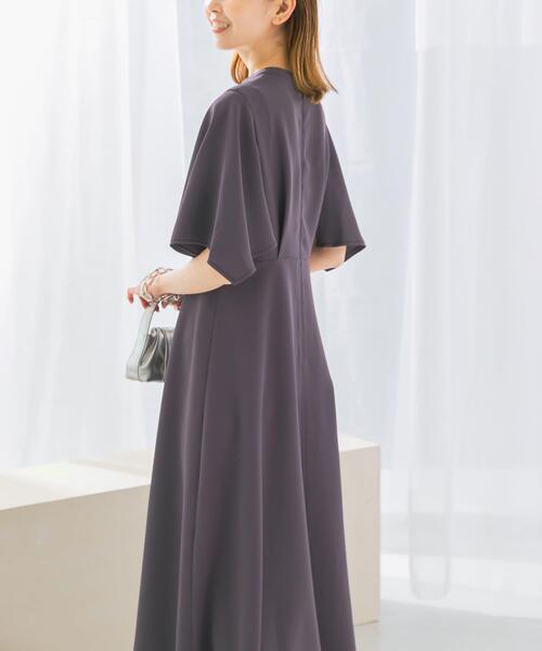 セール】フレアスリーブステッチデザインワンピース（ワンピース