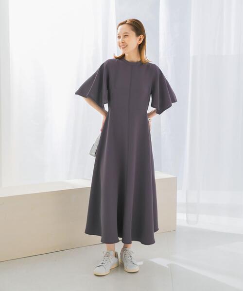 セール】フレアスリーブステッチデザインワンピース（ワンピース