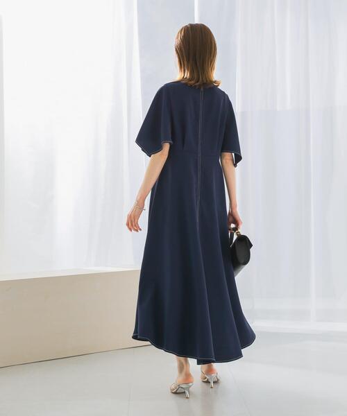 セール】フレアスリーブステッチデザインワンピース（ワンピース