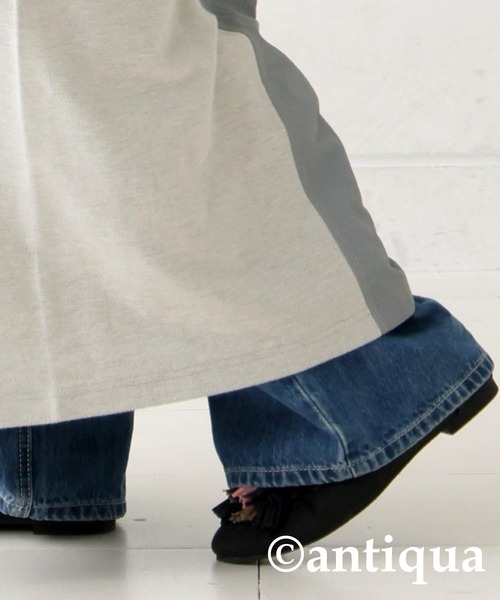 antiqua(アンティカ)の「3素材切替ドッキングAラインワンピース(ワンピース・レディース・ブラック/杢グレー・ONESIZE)」の9枚目の写真