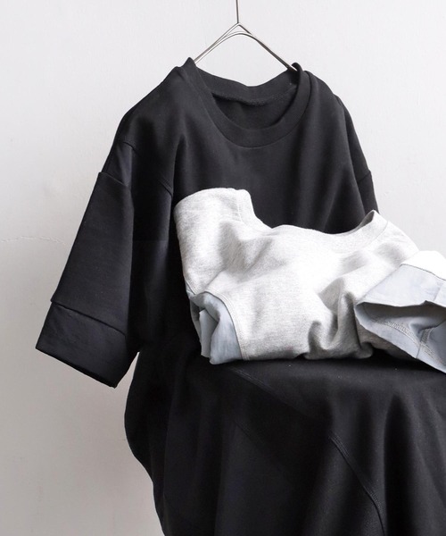 antiqua(アンティカ)の「3素材切替ドッキングAラインワンピース(ワンピース・レディース・ブラック/杢グレー・ONESIZE)」の11枚目の写真