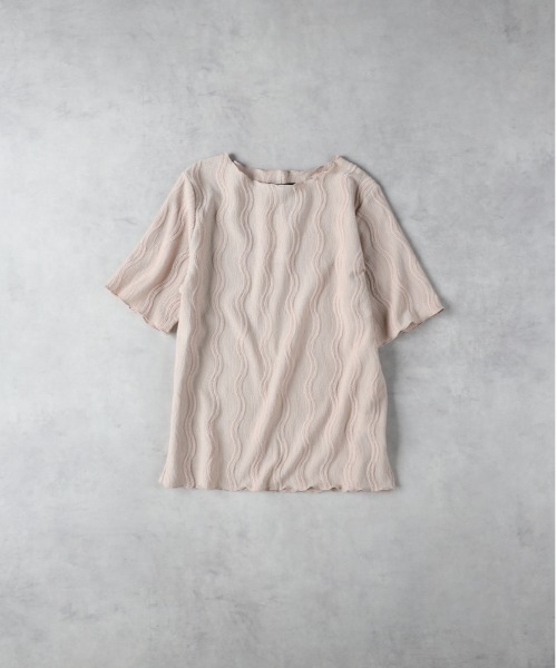 Right-on(ライトオン)の「HONEYSUCKLE ROSE(ハニーサックルローズ)【レディース】ウェーブジャカード半袖Tシャツ(その他トップス・レディース・ダークグレー/ピンク/オフホワイト・L/M)」の3枚目の写真