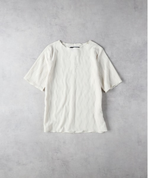 Right-on(ライトオン)の「HONEYSUCKLE ROSE(ハニーサックルローズ)【レディース】ウェーブジャカード半袖Tシャツ(その他トップス・レディース・ダークグレー/ピンク/オフホワイト・L/M)」の4枚目の写真