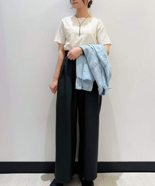 Right-on(ライトオン)の「HONEYSUCKLE ROSE(ハニーサックルローズ)【レディース】ウェーブジャカード半袖Tシャツ(その他トップス・レディース・ダークグレー/ピンク/オフホワイト・L/M)」の8枚目の写真