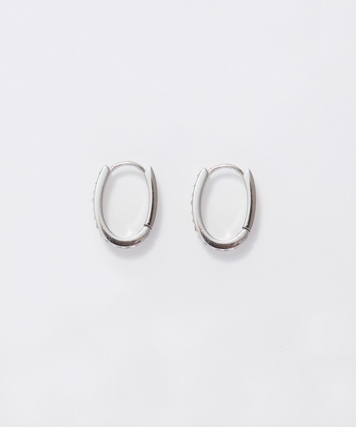 Phoebe（フィービィー）の「【金属アレルギー対応】ワンタッチライナーオーバルビジューフープピアス（ピアス（両耳用）・レディース・イエローゴールド/シルバー・FREE）」の4枚目の写真