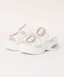 Realta | Realta(レアルタ)6.5cmエアー入りクッショニングソールパールビジューバックルスポーツサンダル(サンダル)
