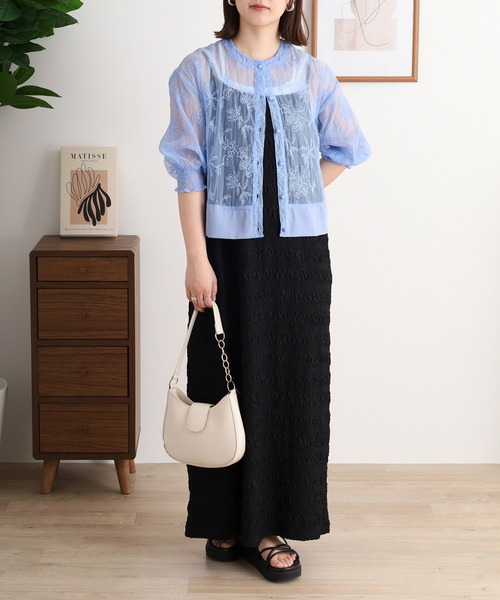 セール】Anna Nicola ボタニカル柄刺繍シアーブルゾン（ブルゾン