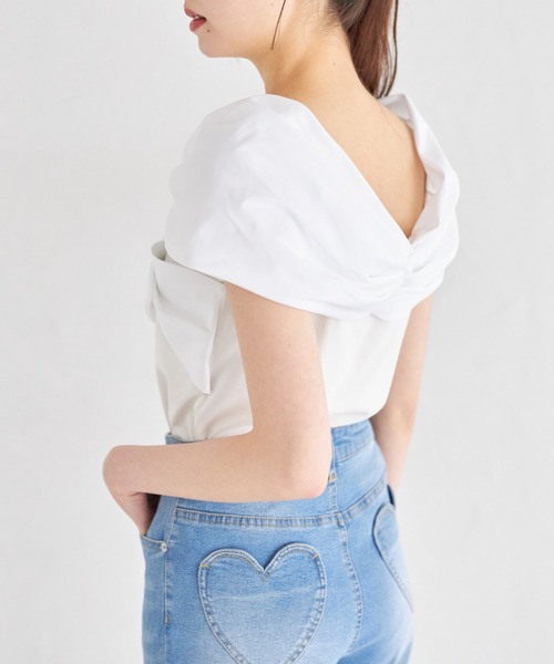 リボンプルオーバー&ショートパンツセット オフホワイト ilililサイバーリフレクターショートパンツ 全2色 ショート
