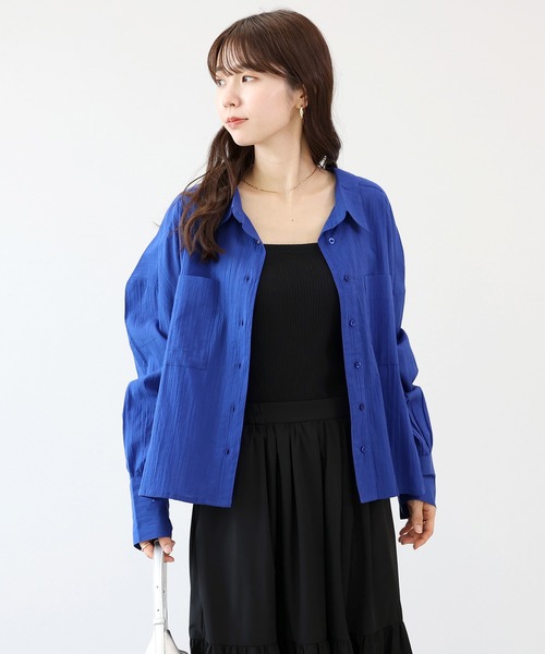 Aletta vita(アレッタビータ)の「スシボイル両ポケ長袖シャツ(シャツ/ブラウス・レディース・ブラック/ブルー/オフホワイト・M)」の6枚目の写真