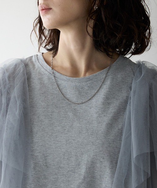 each（イーチ）の「ボリュームフリルチュールスリーブTシャツ（Tシャツ/カットソー・レディース・ブラック/グレー/ホワイト・FREE）」の9枚目の写真