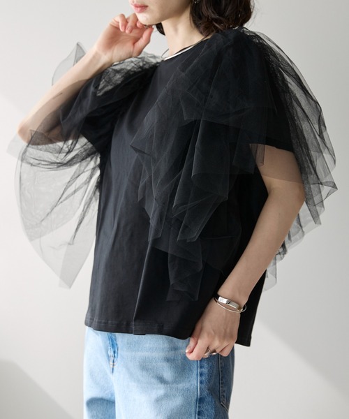 Diffusione Tessile☆Intrend「2PECE」フリル ポケットＴシャツ Diffusione Tessile☆Intrend「2PECE」フリル ポケットTシャツ