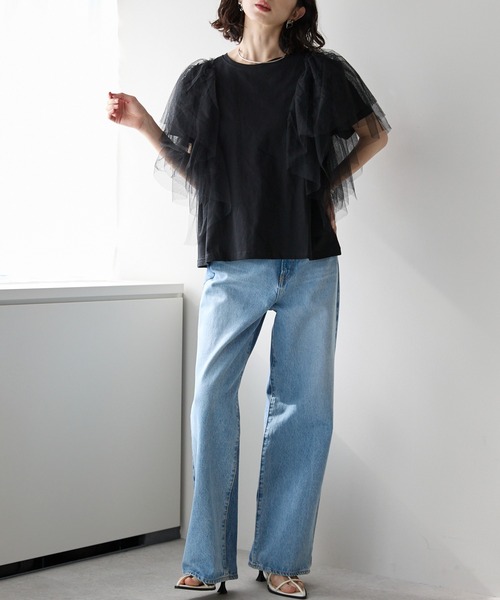 each（イーチ）の「ボリュームフリルチュールスリーブTシャツ（Tシャツ/カットソー・レディース・ブラック/グレー/ホワイト・FREE）」の20枚目の写真