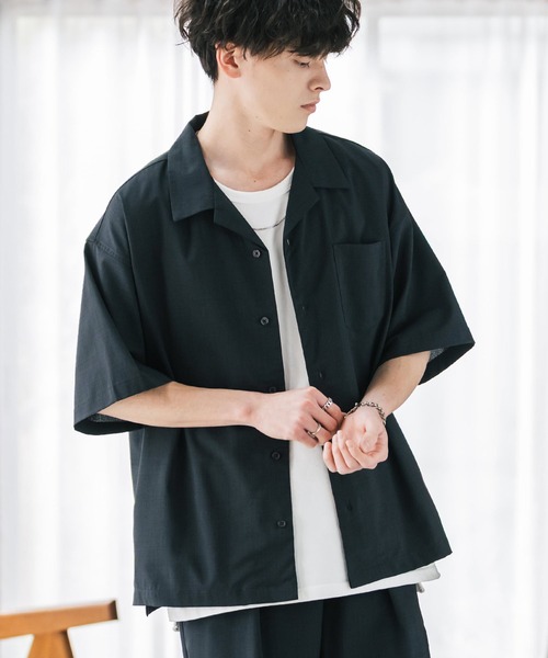 Rocky Monroe(ロッキーモンロー)の「セットアップ 接触冷感オーバーサイズ開襟半袖シャツ セミワイドイージーパンツ(セットアップ・メンズ・ブルーグリーン/ブラック/カーキ/オフホワイト/チャコール/ネイビー・M/L/XL)」の16枚目の写真