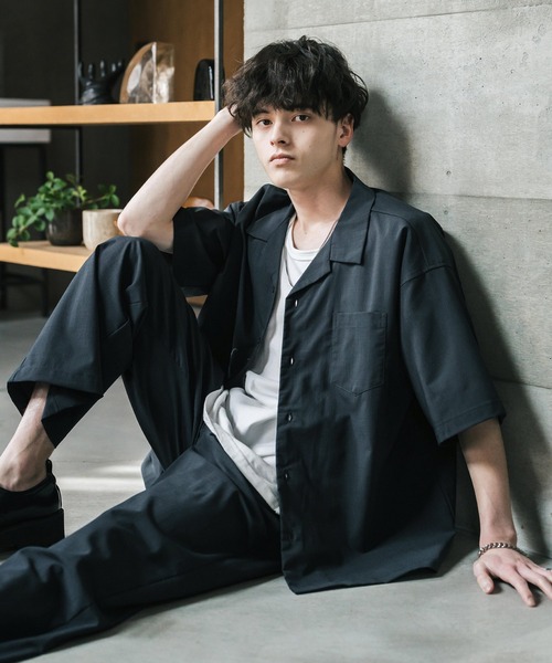 Rocky Monroe(ロッキーモンロー)の「セットアップ 接触冷感オーバーサイズ開襟半袖シャツ セミワイドイージーパンツ(セットアップ・メンズ・ブルーグリーン/ブラック/カーキ/オフホワイト/チャコール/ネイビー・M/L/XL)」の21枚目の写真