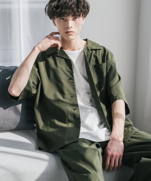 Rocky Monroe(ロッキーモンロー)の「セットアップ 接触冷感オーバーサイズ開襟半袖シャツ セミワイドイージーパンツ(セットアップ・メンズ・ブルーグリーン/ブラック/カーキ/オフホワイト/チャコール/ネイビー・M/L/XL)」の7枚目の写真