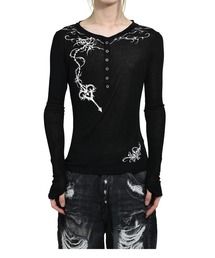 Jaded London(WFCfbhh)INES BLACK HENLEY TOP(TVc/Jbg\[)