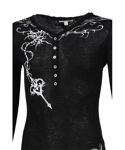 トップス Jaded London INES BLACK HENLEY TOP Ines Waffle White Long Sleeve Tee | Jaded London | Clothing